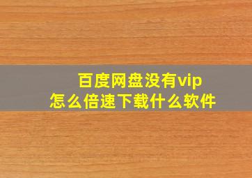 百度网盘没有vip怎么倍速下载什么软件