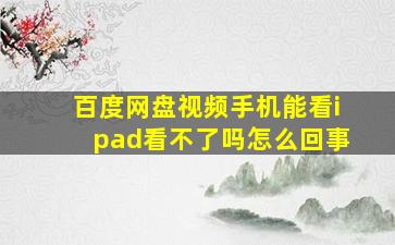 百度网盘视频手机能看ipad看不了吗怎么回事