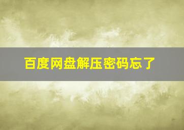 百度网盘解压密码忘了