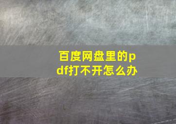 百度网盘里的pdf打不开怎么办