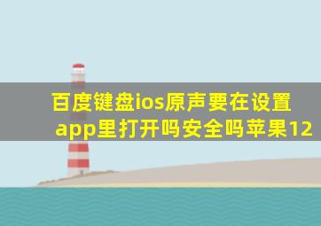 百度键盘ios原声要在设置app里打开吗安全吗苹果12