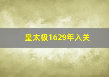 皇太极1629年入关