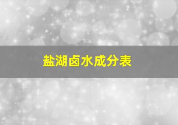 盐湖卤水成分表