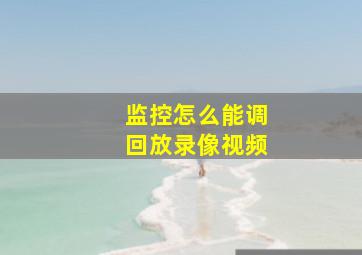 监控怎么能调回放录像视频