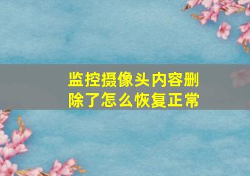 监控摄像头内容删除了怎么恢复正常