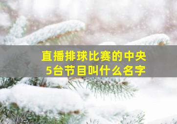 直播排球比赛的中央5台节目叫什么名字