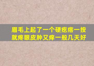 眉毛上起了一个硬疙瘩一按就疼眼皮肿又痒一般几天好