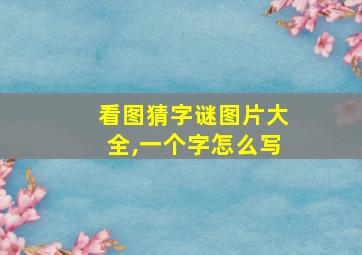 看图猜字谜图片大全,一个字怎么写