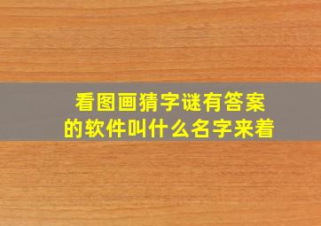 看图画猜字谜有答案的软件叫什么名字来着