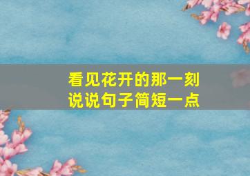 看见花开的那一刻说说句子简短一点