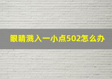 眼睛溅入一小点502怎么办