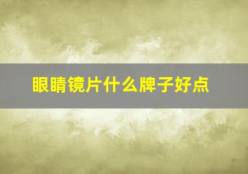 眼睛镜片什么牌子好点