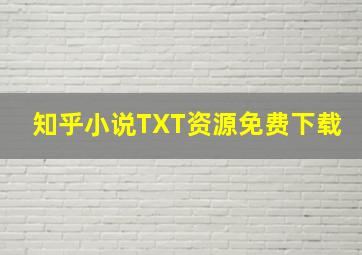 知乎小说TXT资源免费下载