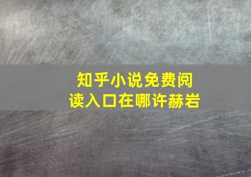 知乎小说免费阅读入口在哪许赫岩