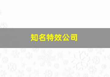 知名特效公司