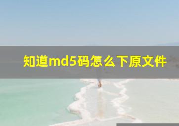 知道md5码怎么下原文件