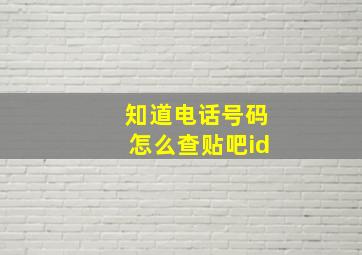 知道电话号码怎么查贴吧id