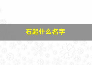 石起什么名字