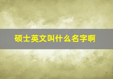 硕士英文叫什么名字啊