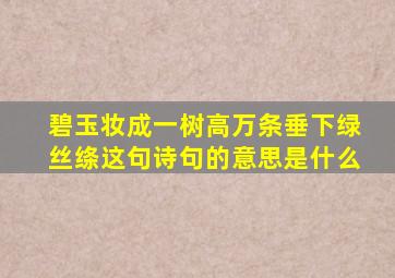 碧玉妆成一树高万条垂下绿丝绦这句诗句的意思是什么