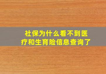 社保为什么看不到医疗和生育险信息查询了