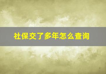 社保交了多年怎么查询