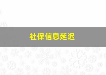 社保信息延迟