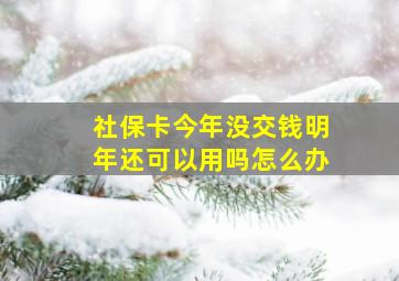 社保卡今年没交钱明年还可以用吗怎么办