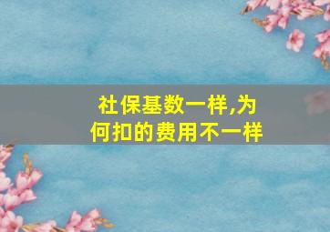 社保基数一样,为何扣的费用不一样