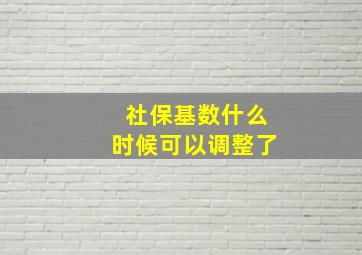 社保基数什么时候可以调整了