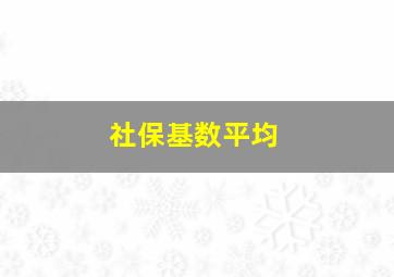 社保基数平均