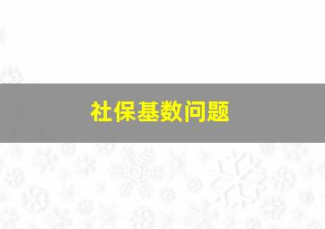 社保基数问题