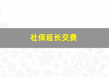 社保延长交费