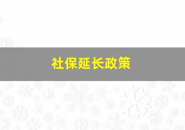 社保延长政策