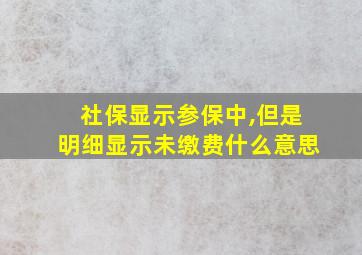 社保显示参保中,但是明细显示未缴费什么意思