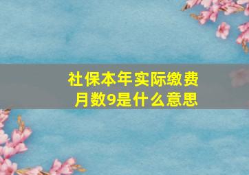 社保本年实际缴费月数9是什么意思