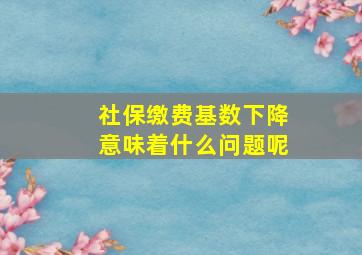 社保缴费基数下降意味着什么问题呢