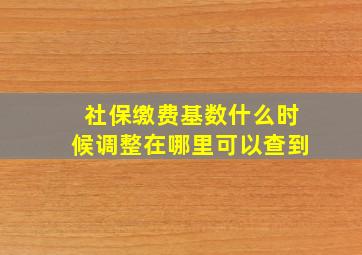 社保缴费基数什么时候调整在哪里可以查到