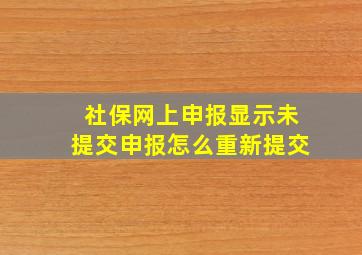 社保网上申报显示未提交申报怎么重新提交