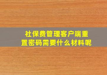 社保费管理客户端重置密码需要什么材料呢