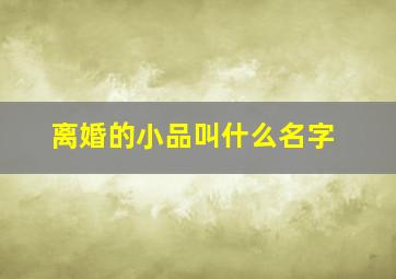 离婚的小品叫什么名字