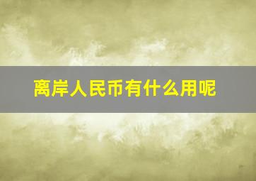 离岸人民币有什么用呢