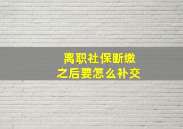 离职社保断缴之后要怎么补交