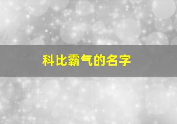 科比霸气的名字