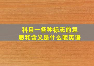 科目一各种标志的意思和含义是什么呢英语