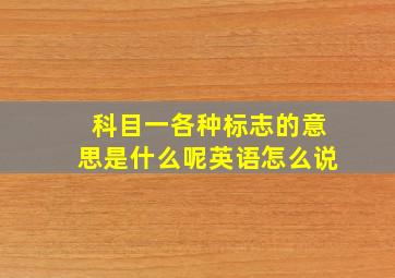 科目一各种标志的意思是什么呢英语怎么说