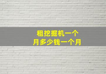 租挖掘机一个月多少钱一个月