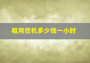 租用挖机多少钱一小时