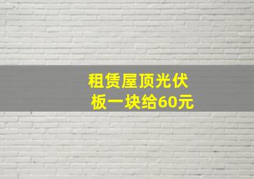 租赁屋顶光伏板一块给60元