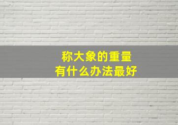 称大象的重量有什么办法最好